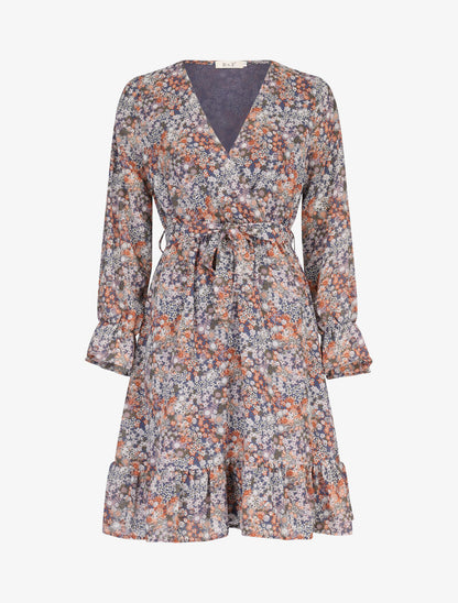 Robe bohème patineuse imprimé floral - bleu - 2