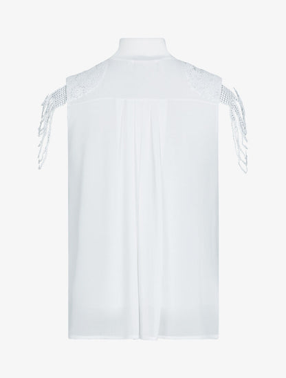 Top à épaules en crochet stylisé - blanc - 2