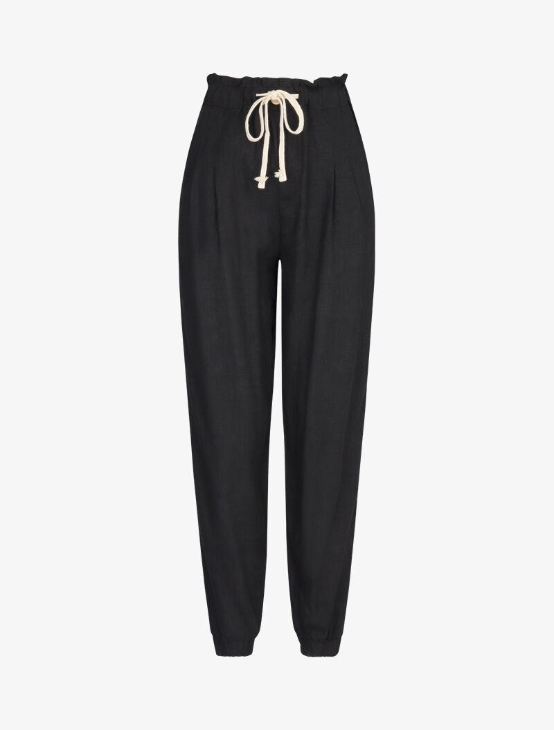 Pantalon en coton style sarouel - noir - 3