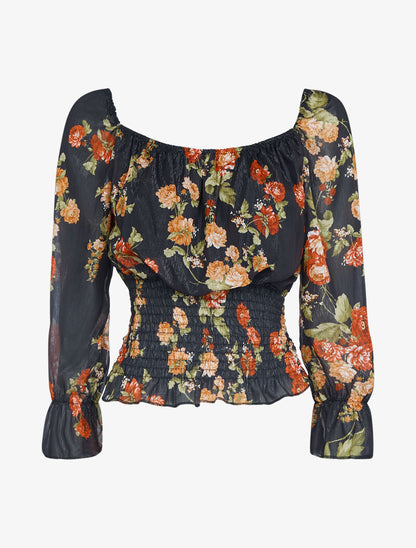 Crop top irisé à imprimé floral - noir - 3