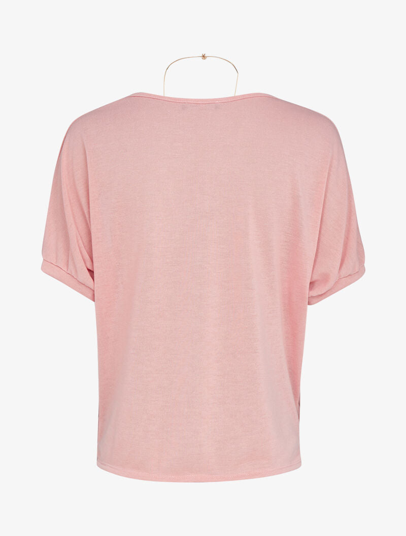 Top en maille et sautoir - corail - 2
