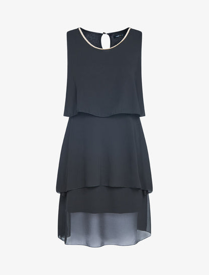Robe en voile à col bijou - noir - 1
