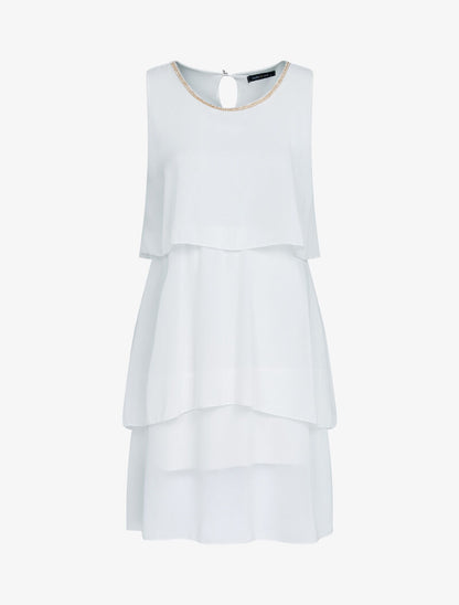 Robe en voile à col bijou - ecru - 3