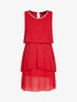 Robe en voile à col bijou - rouge - 1