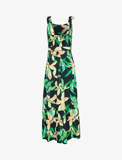 Robe à imprimés et buste boutonné - noir - 2