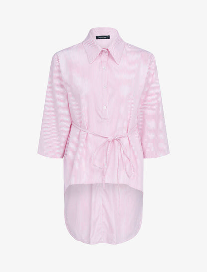 Blouse style chemise à rayures - rose - 1