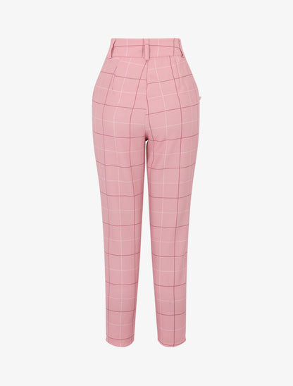 Pantalon à imprimé carreaux - rose - 2