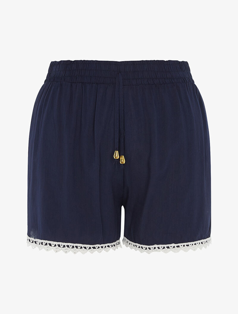 Short uni à bords crochet - marine - 1