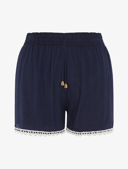 Short uni à bords crochet - marine - 1
