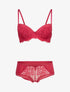 Ensembles en dentelle à shorty ajouré - cerise - 1