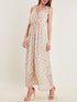 Robe longue à imprimé pivoines - ecru - 1