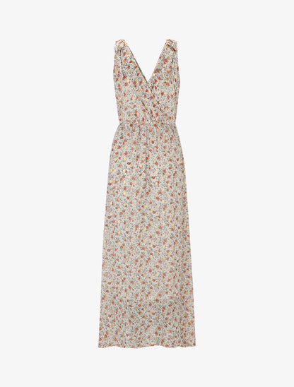 Robe longue à imprimé pivoines - ecru - 3
