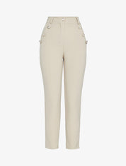 Pantalon 7/8 à boutons décoratifs - beige
