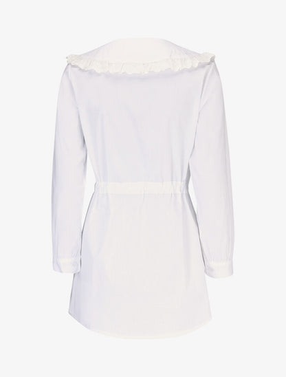 Tunique style chemise à cordon de serrage - blanc - 3