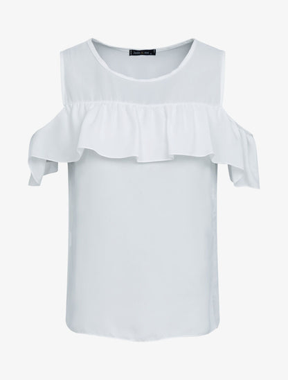 Top en voile à épaules dénudées - blanc - 3