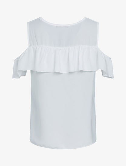 Top en voile à épaules dénudées - blanc - 2