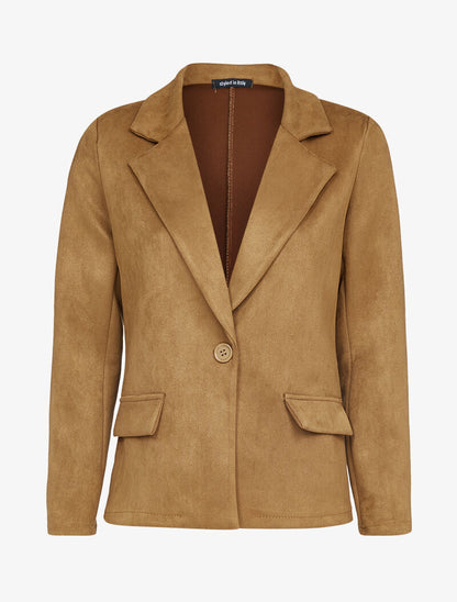 Blazer fluide effet daim - camel - 1