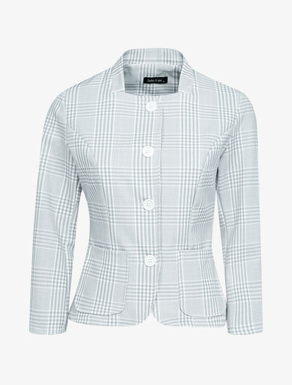 Blazer imprimé à col carré - gris clair - 1