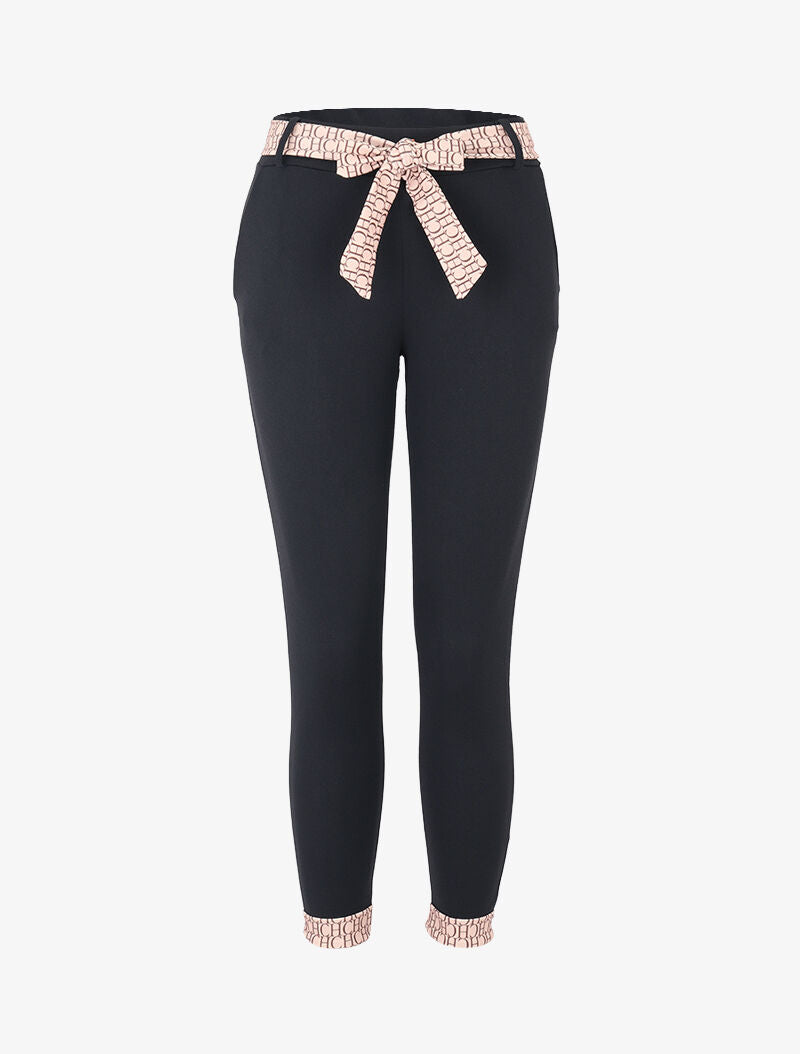 Pantalon 7/8 à bords imprimés - noir