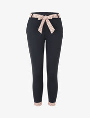 Pantalon 7/8 à bords imprimés - noir