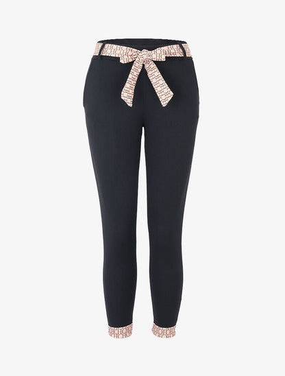 Pantalon 7/8 à bords imprimés - noir