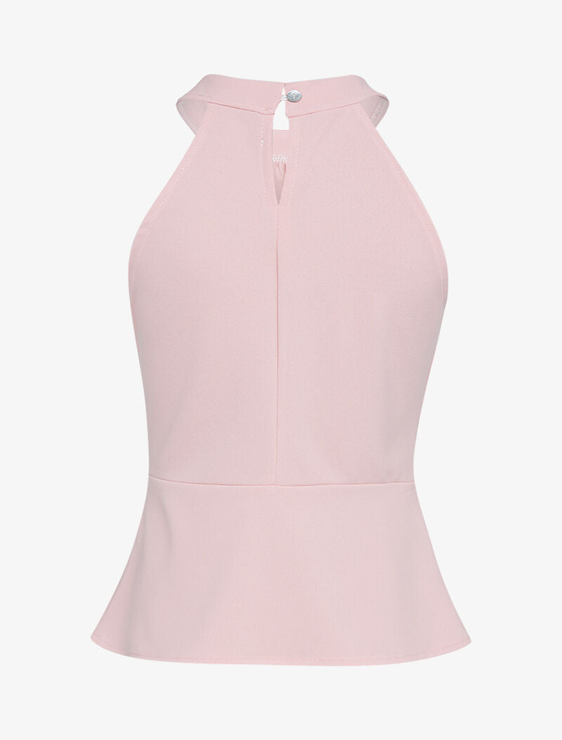 Top péplum à col américain - rose - 2