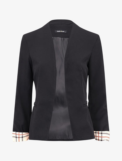 Blazer à revers imprimé tartan - noir - 1