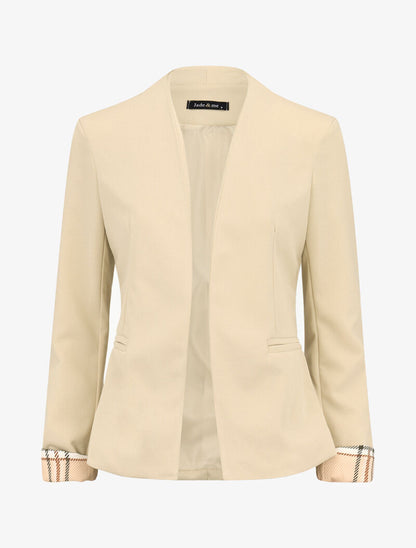 Blazer à revers imprimé tartan - beige - 1
