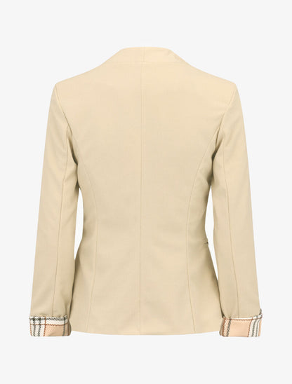 Blazer à revers imprimé tartan - beige - 2