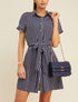 Chemise longue rayée à cintrer - marine - 4