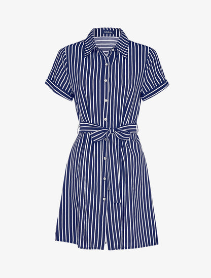 Chemise longue rayée à cintrer - marine - 2
