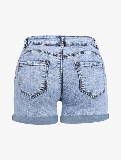Short délavé à aspect vieilli - bleu ciel - 4