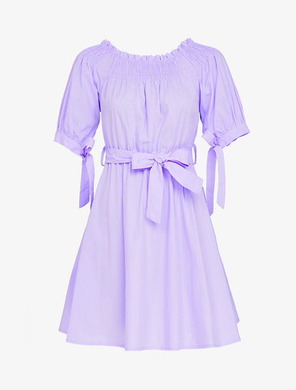 Robe patineuse à col bardot - lilas - 1