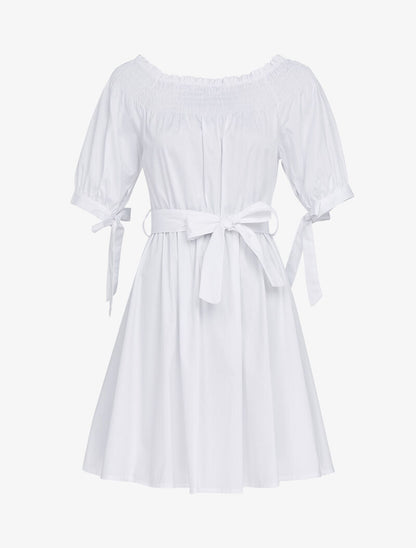 Robe patineuse à col bardot - blanc - 3