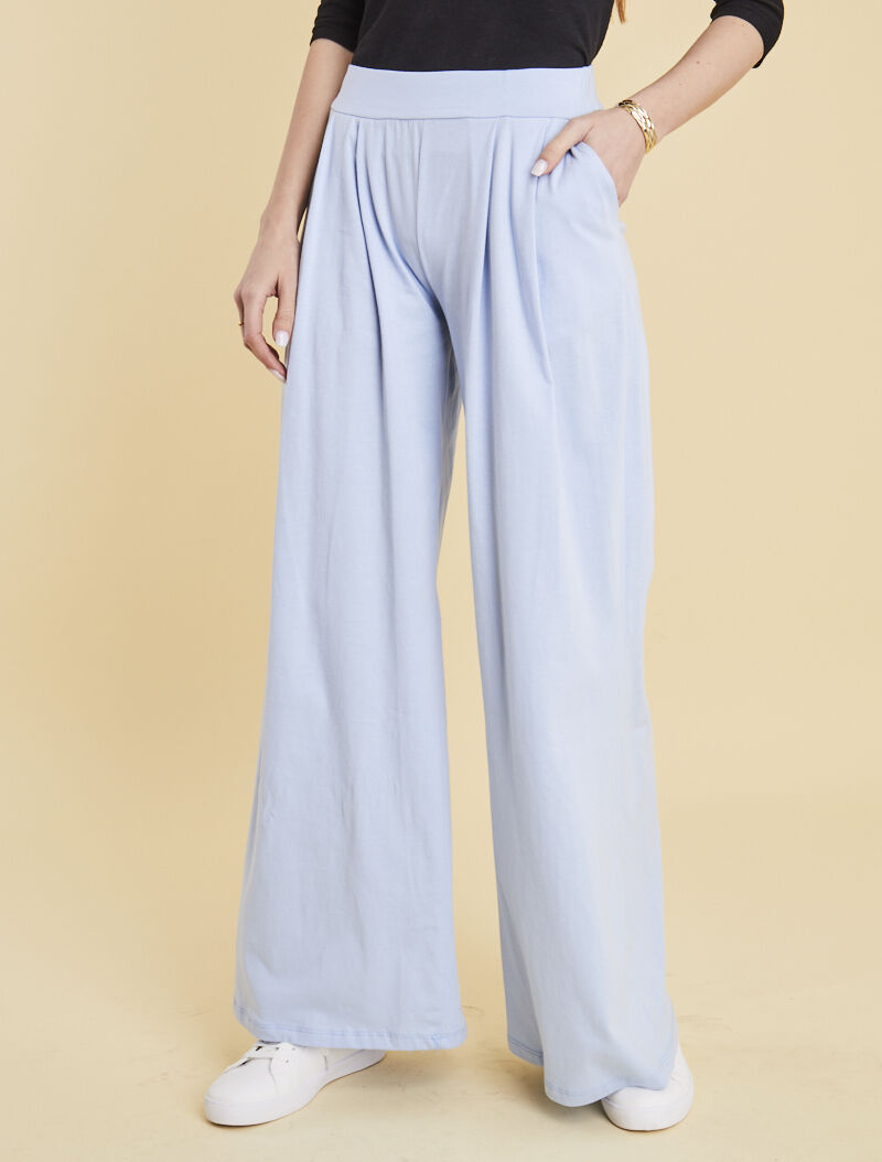 Pantalon ample en coton - bleu ciel - 1