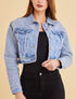 Cropped veste strassée - bleu ciel - 1