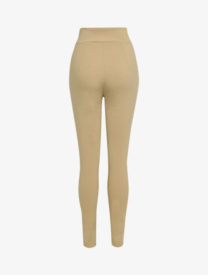 Pantalon taille empire à boutonnière - taupe - 2