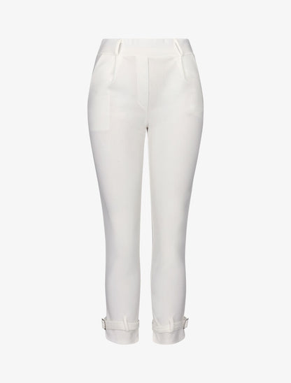 Pantalon carotte à bords stylisés - blanc - 1