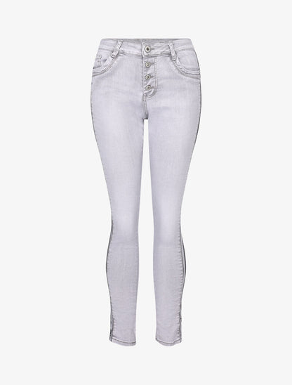 Jean effet froissé à liserés irisés - gris clair - 3