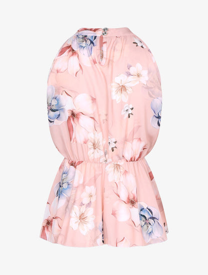 Top péplum en voile à imprimé fleuri - rose - 2