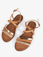 Nu-pieds à brides stylisées - camel - 5