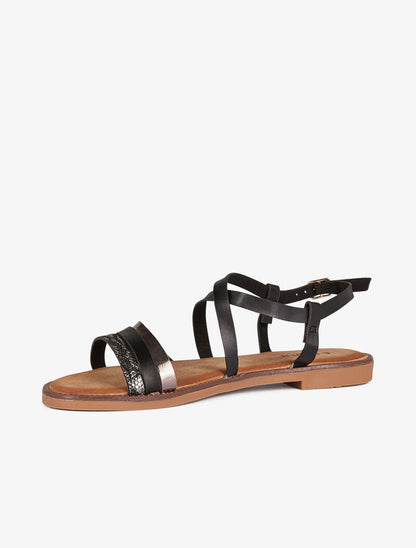 Nu-pieds à brides stylisées - noir - 4