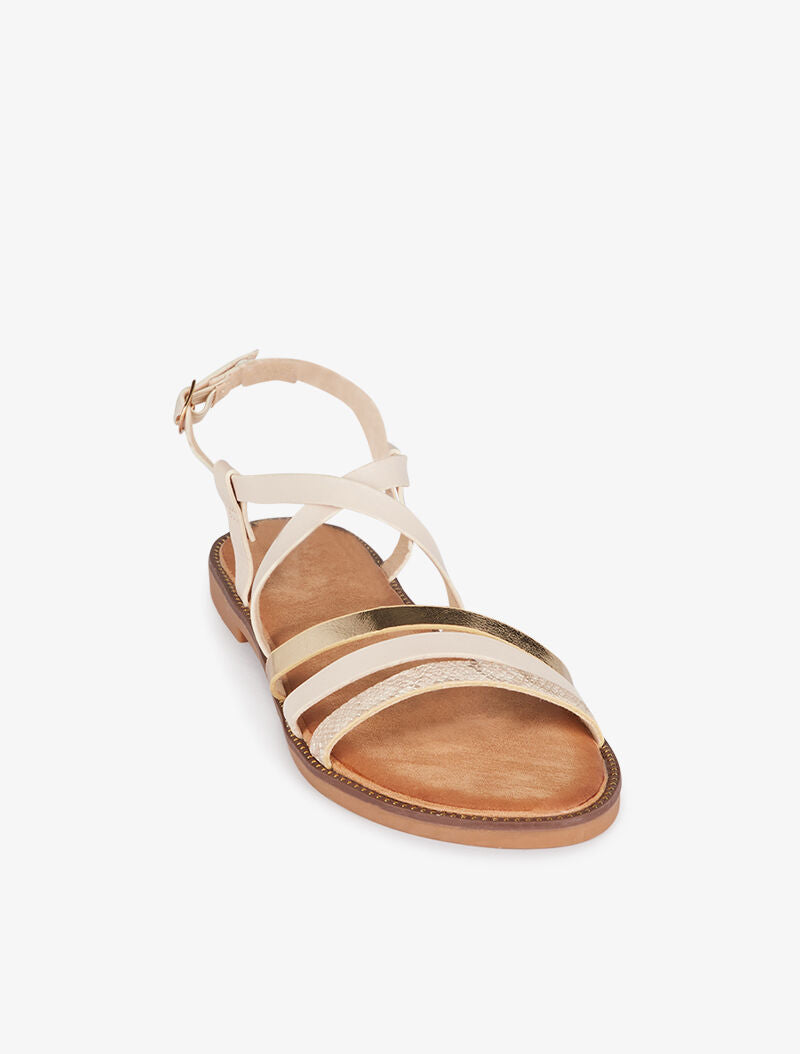 Nu-pieds à brides stylisées - beige - 3