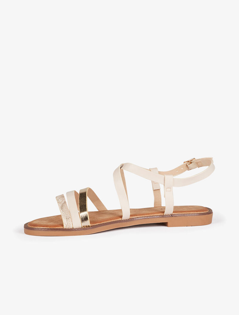 Nu-pieds à brides stylisées - beige - 4