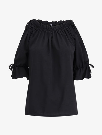 Top volanté épaules nues - noir - 1