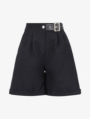 Short ample à ceinture simili - noir - 1