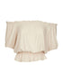 Blouse élastiquée unie - beige - 1