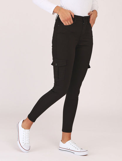 Jean style cargo coupe skinny - Noir - 4