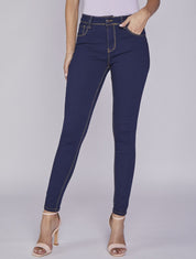 Jean skinny à surpiqûres apparentes - Bleu - 5