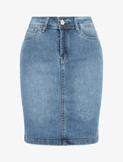 Jupe courte en jean droite taille standard - Bleu - 5